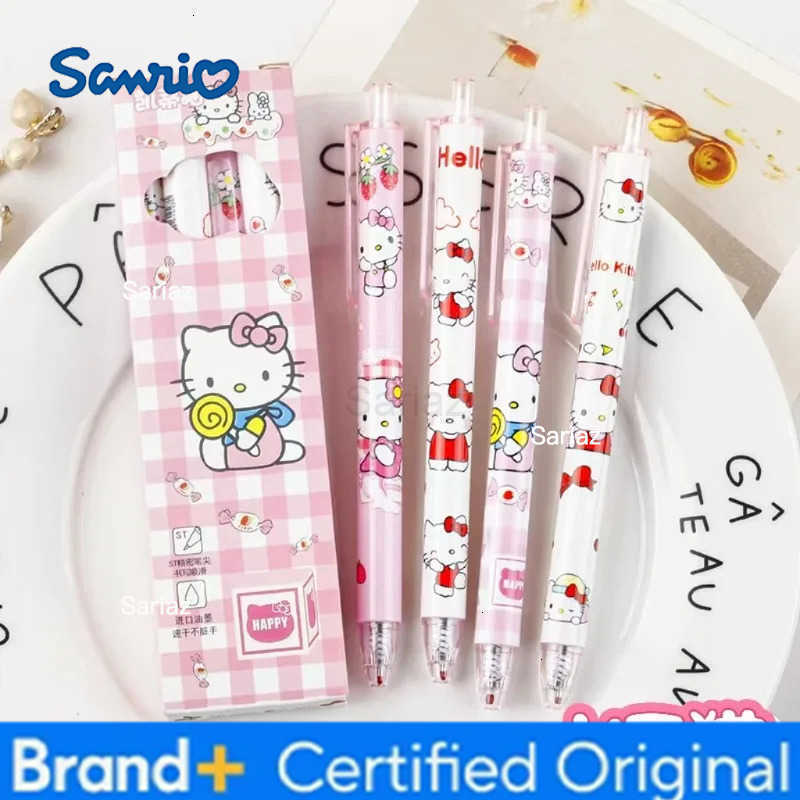 Sanrio Cartoon Kuromi Cinnamoroll Press Type Gel Pen 4PCS - Hello Kitty Kuromi 05mm Black Ink Pens School Office Writing Tools H251231