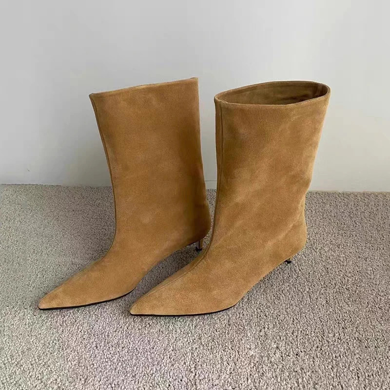 Autumn Winter Pointed Toe Ankle Boots Women Vintage Thin Low Heel Shoes Modern SHort Botas Zapatos De Mujer 251230 - view 3