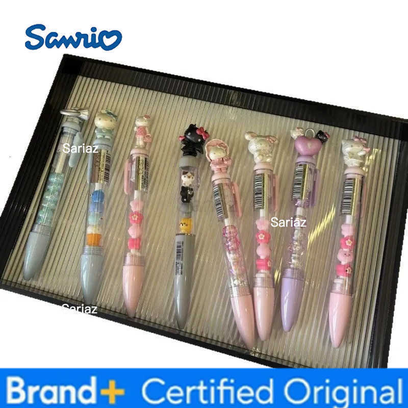 Sanrio Kawaii Hello Kitty Beaded Gel Pen Cartoon Diy Bead Charm Pen 05mm Writing Office Pen Suitable for Students Girl Gift H251231