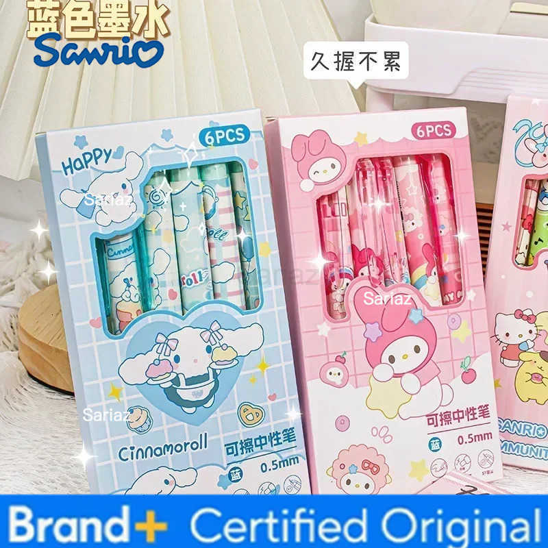 Sanrio Blue Erasable Gel Pen My Melody Cinnamoroll Cute Click Pen Hello Kitty Girly Heart Student Stationery Birthday Gift H251231