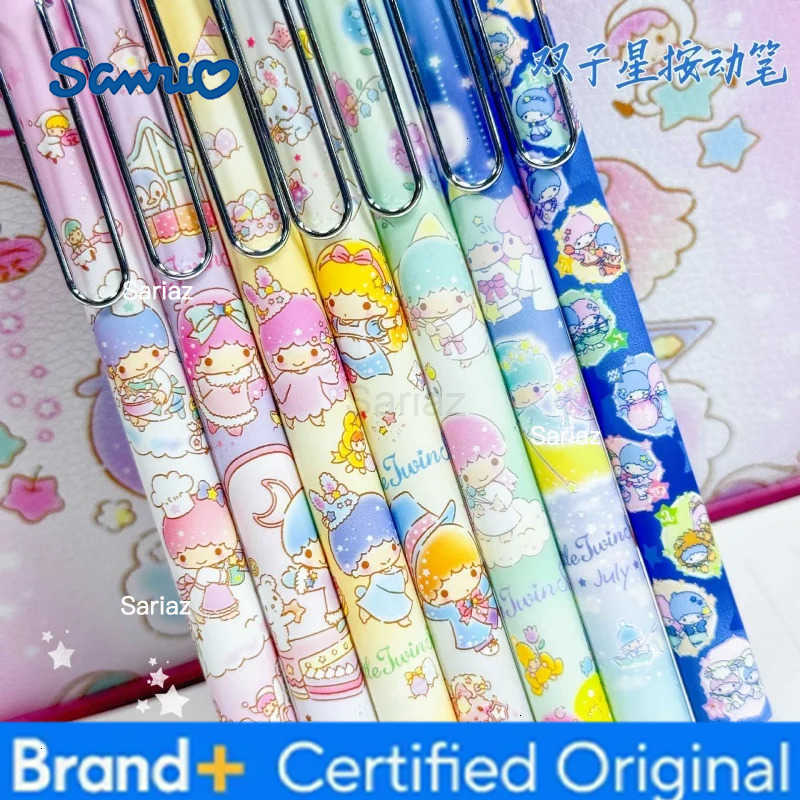 Sanrio 24pcs/lot Cartoon Little Twin Stars Gel Pen Cute 05mm Black Ink Press Signature Pens Promotional Gift School Supplies H251231