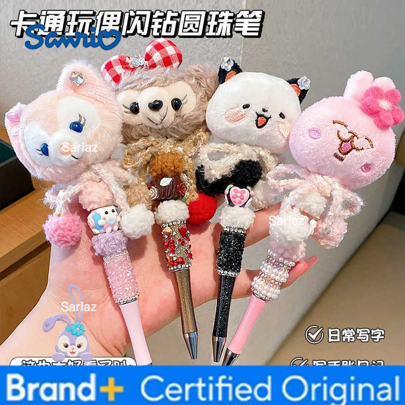 Sanrio Plush Cartoon Crystal Flash Drill Rotate Gel Pen Lovable Girl Dream My Melody Beaded Pen Little Girl School Supplies Gift H251231