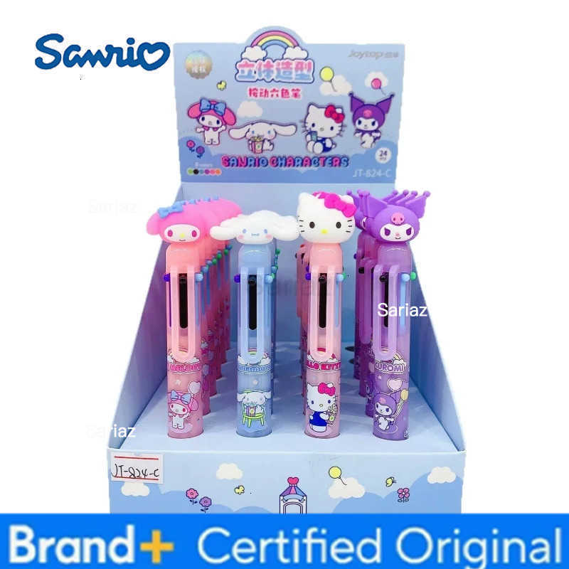 Sanrio 12pcs/lot Kuromi Melody Cinnamoroll Kitty 6 colors Ballpoint Pen Cute Press Ball Pens School Office Writing Supply H251231