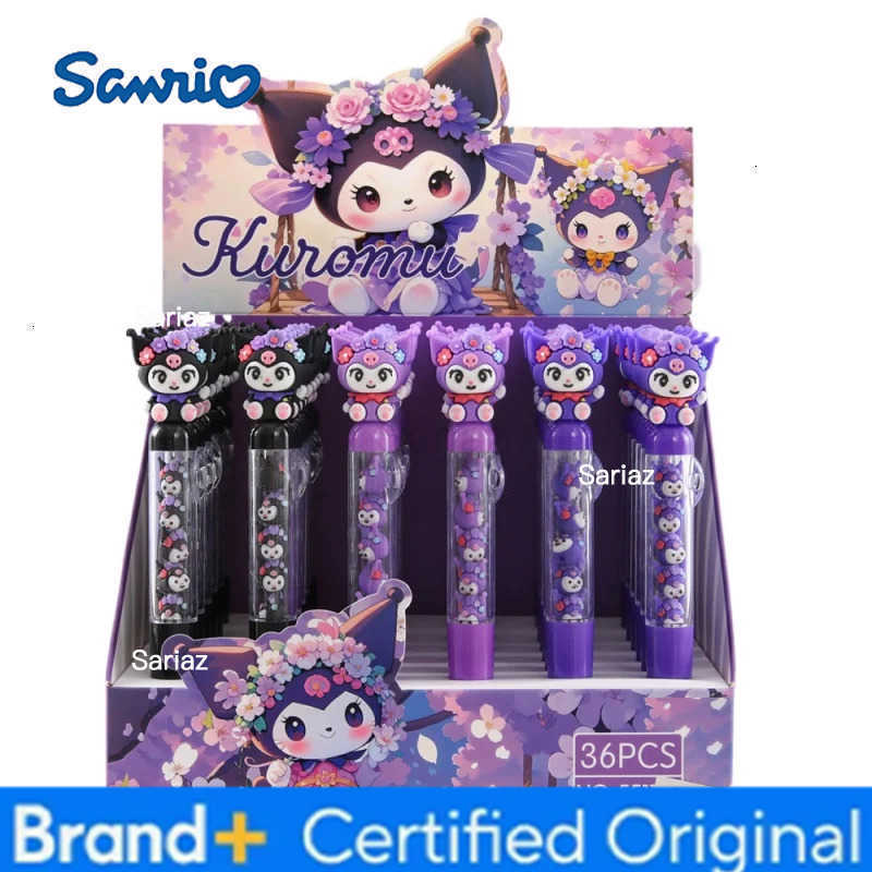 Sanrio 24pcs/lot Kawaii Kuromi Gel Pen Cute 05mm Black Ink Neutral Pens Office School Supplies H251231
