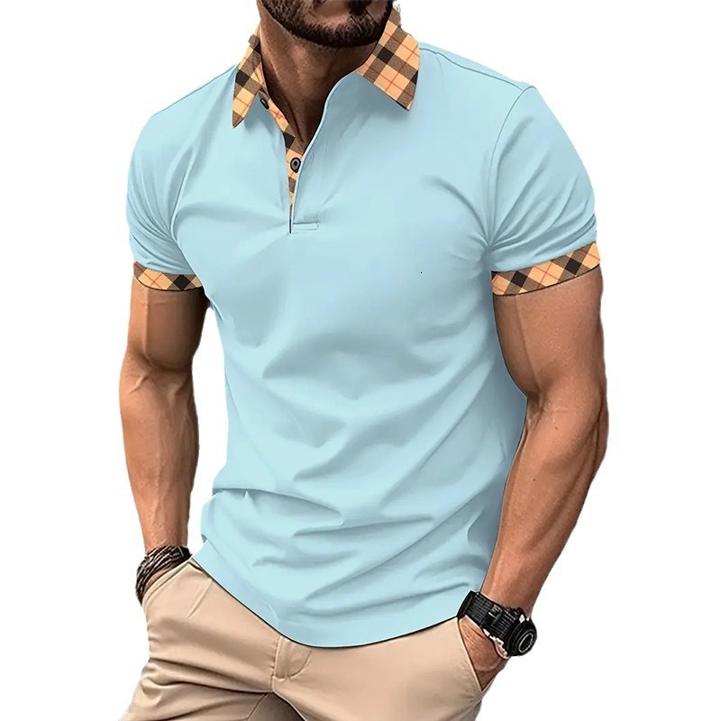 Luxury Brand Designer Clothes New Independent Station European And American Mens Fashion Turn-Down Collar Slim Fit Mens T-Shirt POLO Shirt Short Sleev