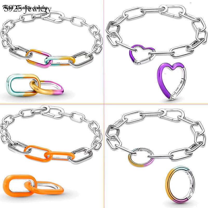 925 Sterling Silver Tie-Dye Double K Beads - Orange & Purple Heart Connectors For DIY Jewelry Making wholesale