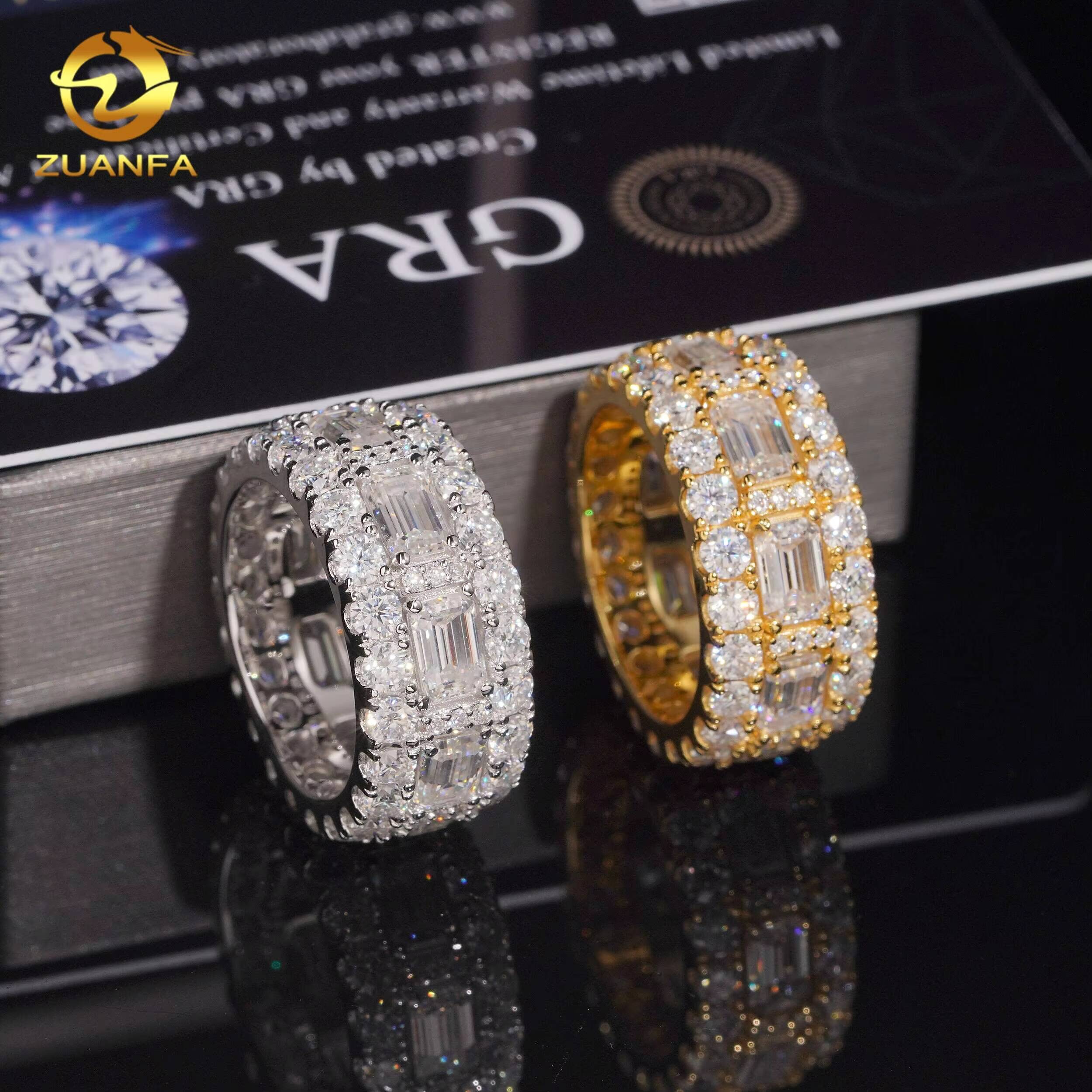 Ready Shipping Moissanite Hip Hop Jewelry 925 Sterling Silver Men Diamond Ring Pass Diamond Tester Iced Out Rapper Ring