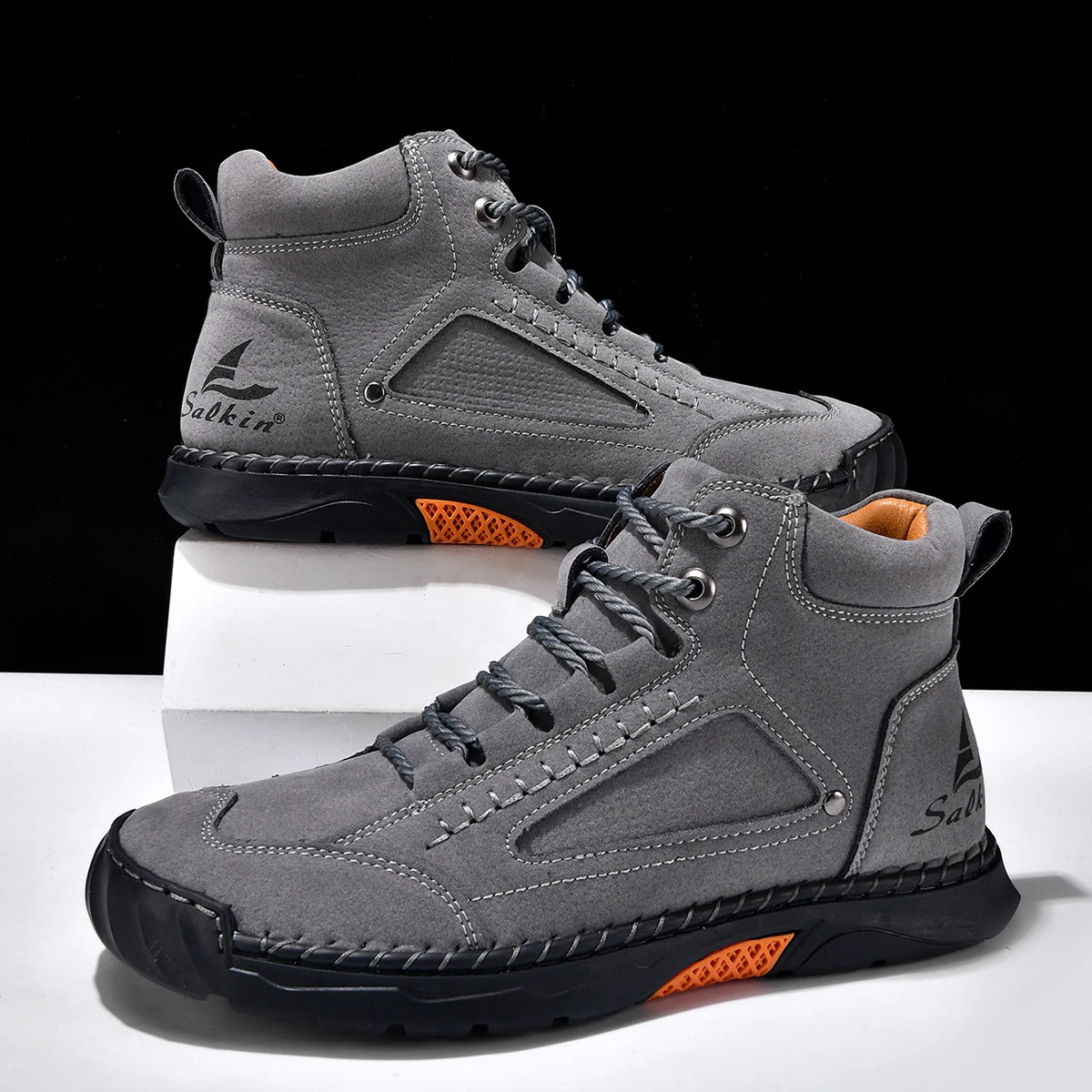 Autumn Winter Hiking Botas Handmade Leather Mens Ankle Boots Outdoor Sneakers Man Casual High Top Shoes Motocross Boots 251226