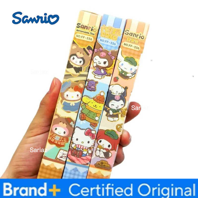 Sanrio 24pcs/lot Kuromi Melody Cinnamoroll Press Gel Pen Cute PomPomPurin 05mm Black Ink Press Signature Pens School Supplies H251231