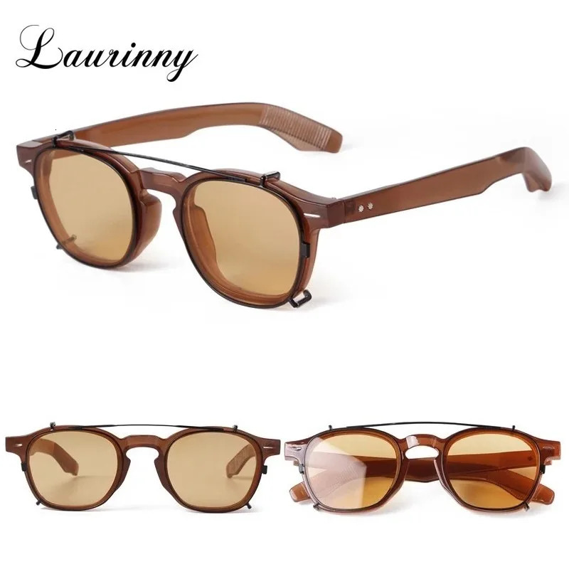 Vintage Rivet Steampunk Clip on Sunglasse Round Removable Flip Up Polarized Lens Shades Men Sun Glasses UV 251230