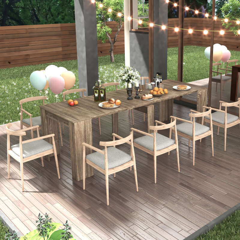 Modern Multifunctional Extendable Dining Table with Outlet Space Saving Expanding Table Storage for Party Weddings Meetings Celebrations Dining Room F