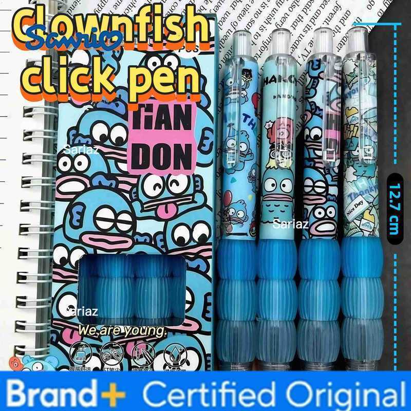 Sanrio 4PCS New Kawaii Hangyodon Retractable Gel Pens 05mm Ergonomic Grip Smooth Writing Cartoon Pattern for School Office H251231