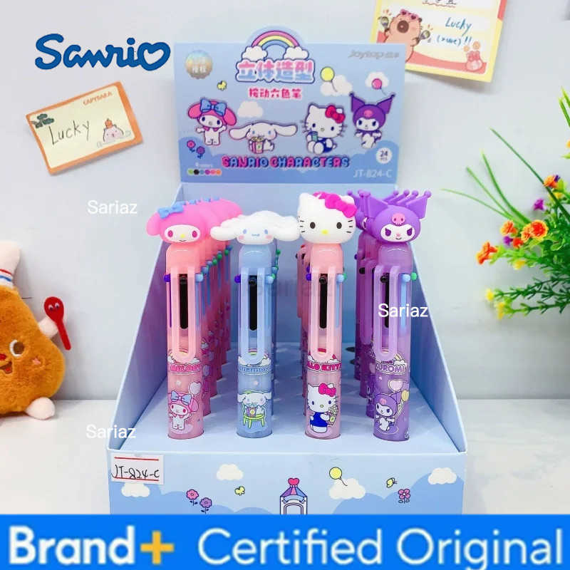 Sanrio 12pcs/lot Kuromi Melody Cinnamoroll Kitty 6 colors Ballpoint Pen Cute Press Ball Pens School Office Writing Supply H251231