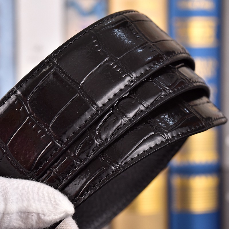 35cm Casual Style Cowskin Genuine Leather Crocodile Belts for Men Automatic Belt without Buckle Mens Red Blue Replacement belt 251110