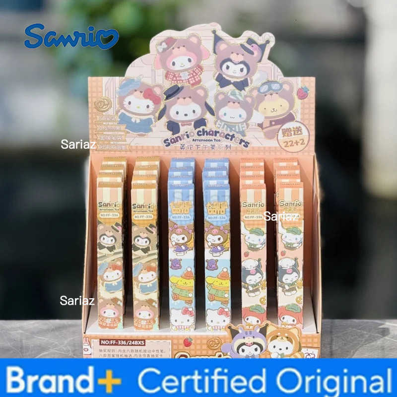 Sanrio 24pcs/lot Kuromi Melody Cinnamoroll Press Gel Pen Cute PomPomPurin 05mm Black Ink Press Signature Pens School Supplies H251231