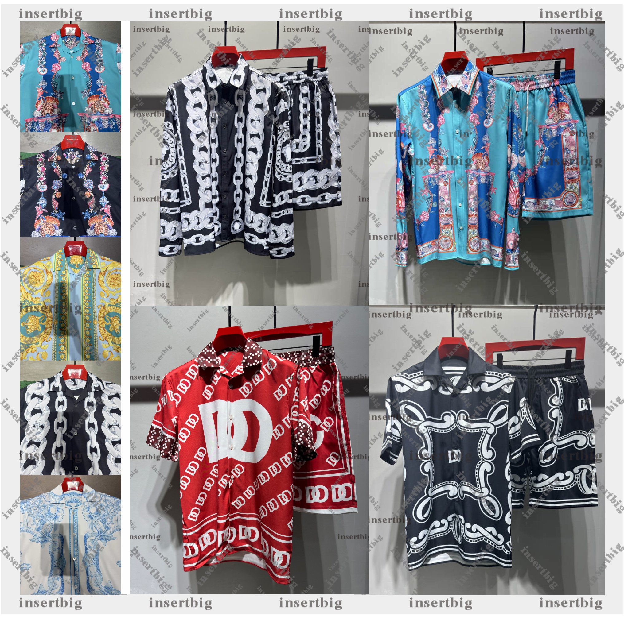 Men Dress Shirt Italian Fashion Brands Luxury Designer Shirt Blue Full Body Print Shirts For Men Designer Button Street Shirts Asian Size S-3xl Yyja