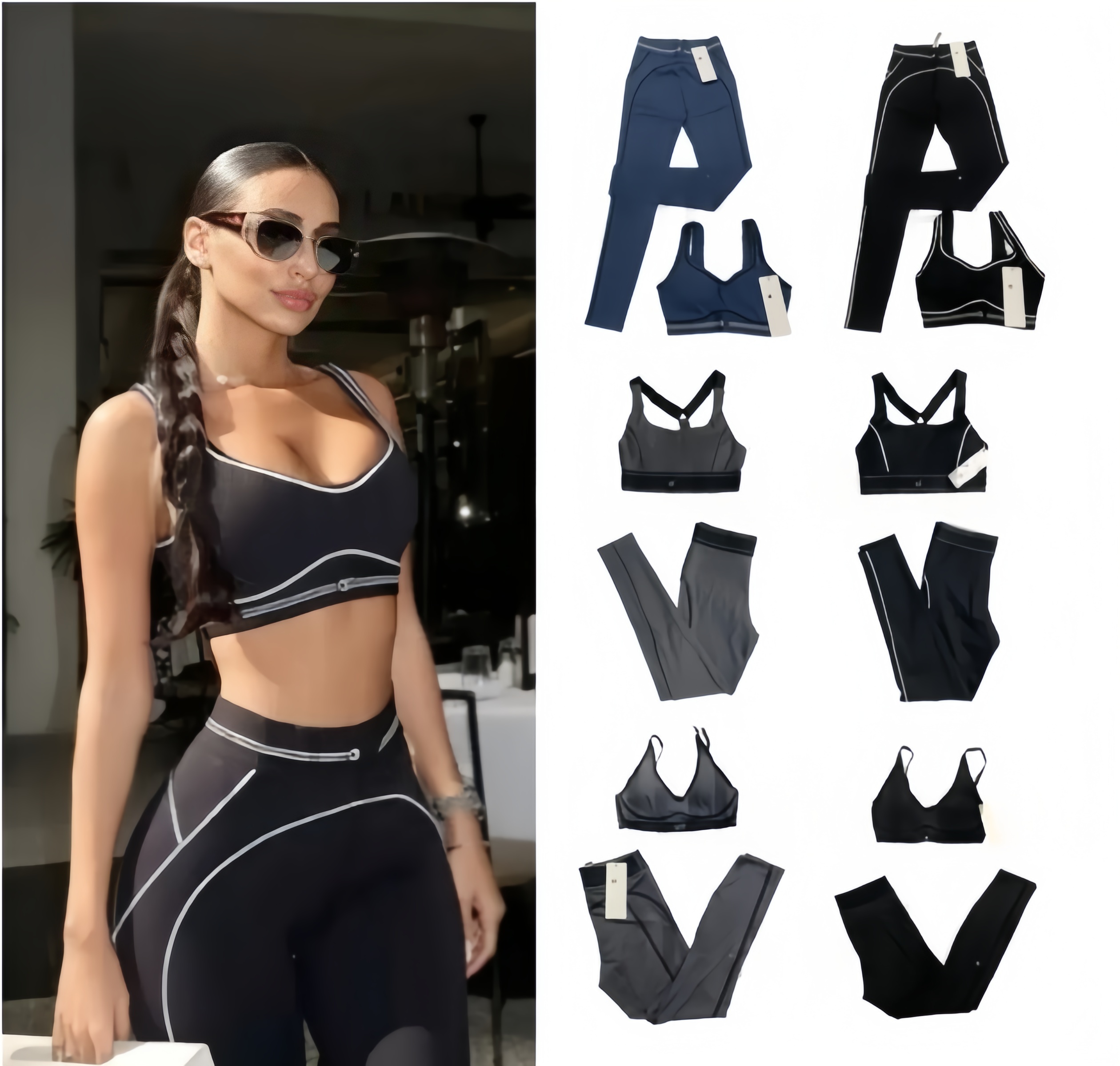 Alonessities Women's Yoga Set Heart Throb Bra + Leggings Yogawomen Sets Gym Short Sports Outfit Pants Shaping Waist Fitness Jogging Sportswear Running123