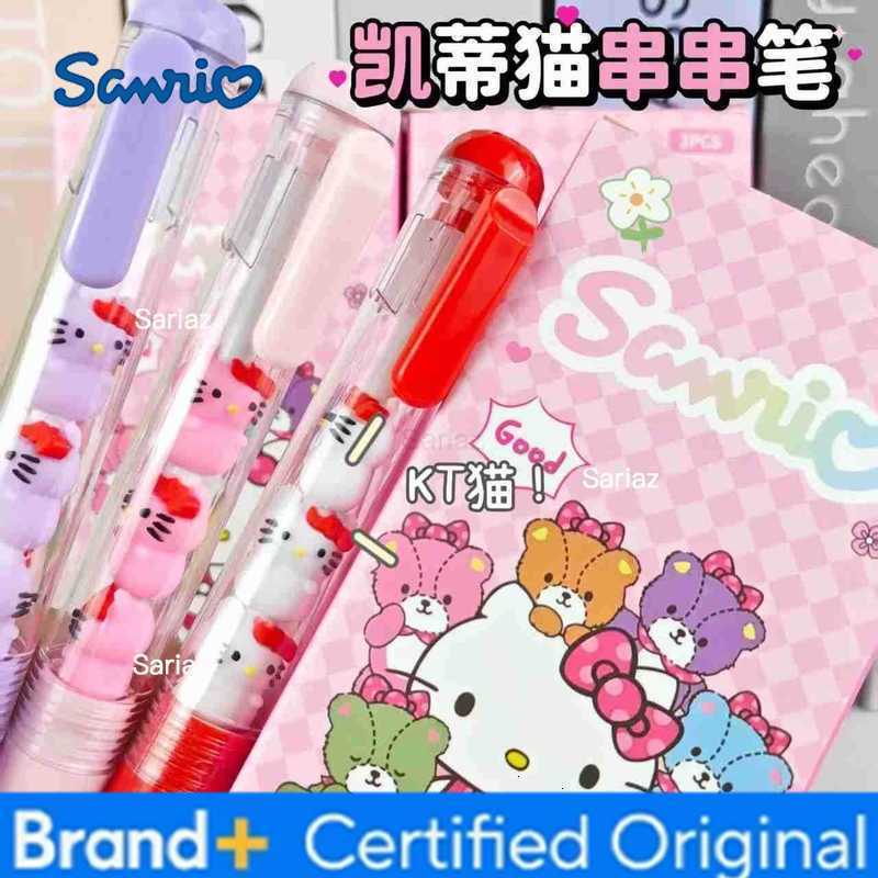 Sanrio 3Pcs Hello Kitty Gel Pen Set 05Mm Black Personality Ins Wind Fun Decompression Pen Students Learn Stationery H25123111