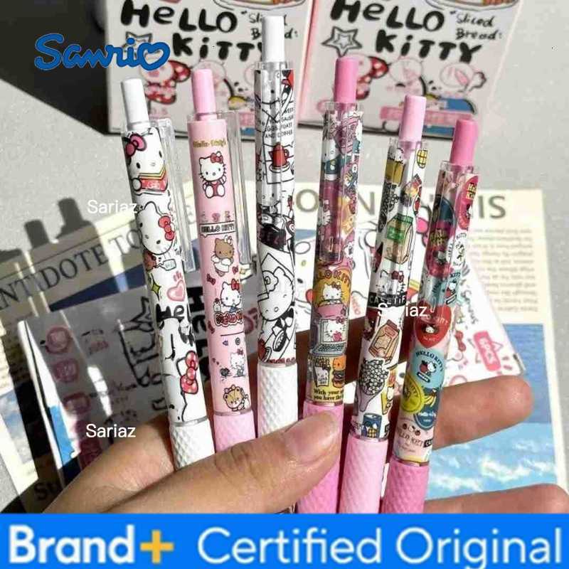 Sanrio 6 Pcs/Set New Hello Kitty Limited Edition High Quality ST Black 05mm Gel Pen Kawaii Stationery School Office Supplies H2512311