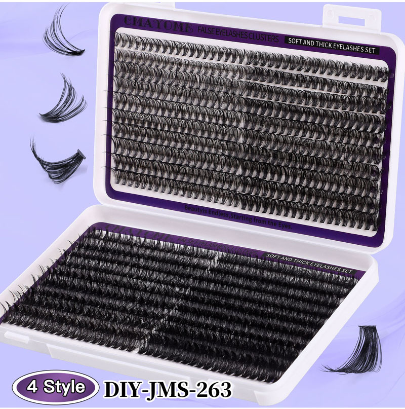 760Pcs DIY Cluster Lashes Kit with Lash Bond & Seal Thick Fluffy DIY Individual Eyelashes Soft Lightweight Hand Made Reusable D Curled Segmented Eyela