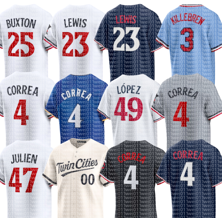 Twins Baseball Jersey Rod Carew Harmon Killebrew 4 Carlos Correa Jose Miranda Royce Lewis Byron Buxton Jhoan Duran Ty France Matt Wallner Trevor Larnach Willi Castro