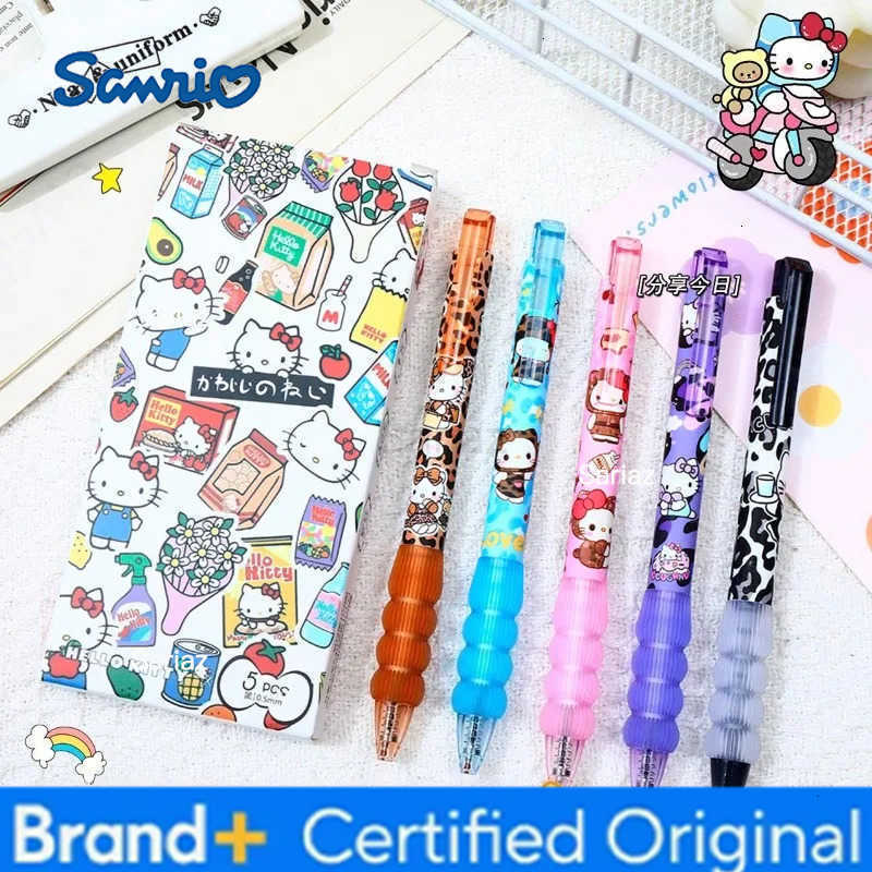 Sanrio 5pcs Hello Kitty Gel Pen Set Ballpoint Pen Cartoon Printing Writing Pen Students Stationery Office Supplies H251231