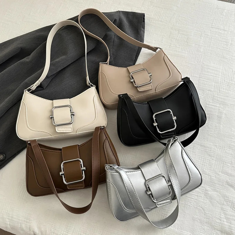 Women Shoulder Bag Fashion Solid PU Leather Handbags And Purses Casual Ladies Crossbody For Daily Used 251230