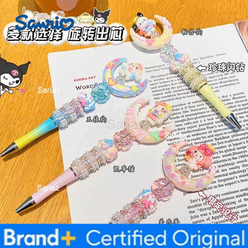 Sanrio animation peripheral crystal rotating gel pen black cute girls dream cinnamoroll my melody ball pen kuromi birthday gift H251231