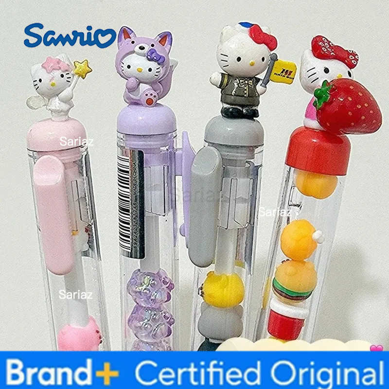 Sanrio Kawaii Hello Kitty Black Writing Gel Pen Cartoon Cute My Melody DIY Beaded Ballpoint Pen for Student Office School Supplies Gift H251231