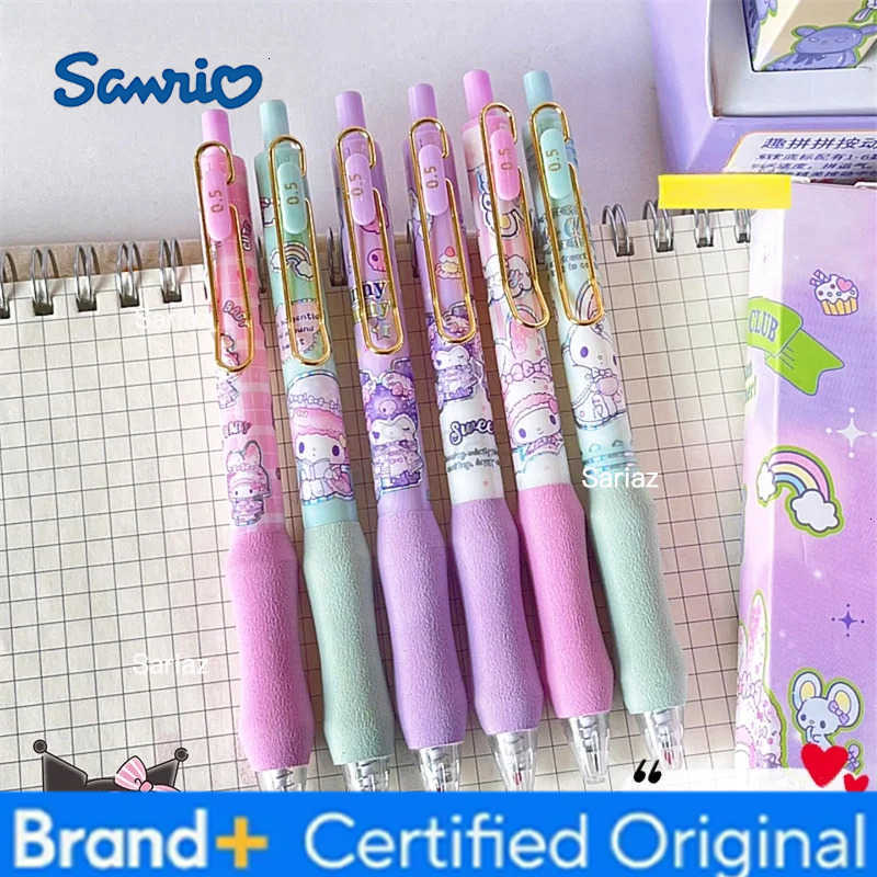 Sanrio Blind Box Pen Cute Hello Kitty My Melody Kuromi Cinnamoroll Quick-drying Press Pen Student Soft Grip ST05 Black Pen Gift H251231