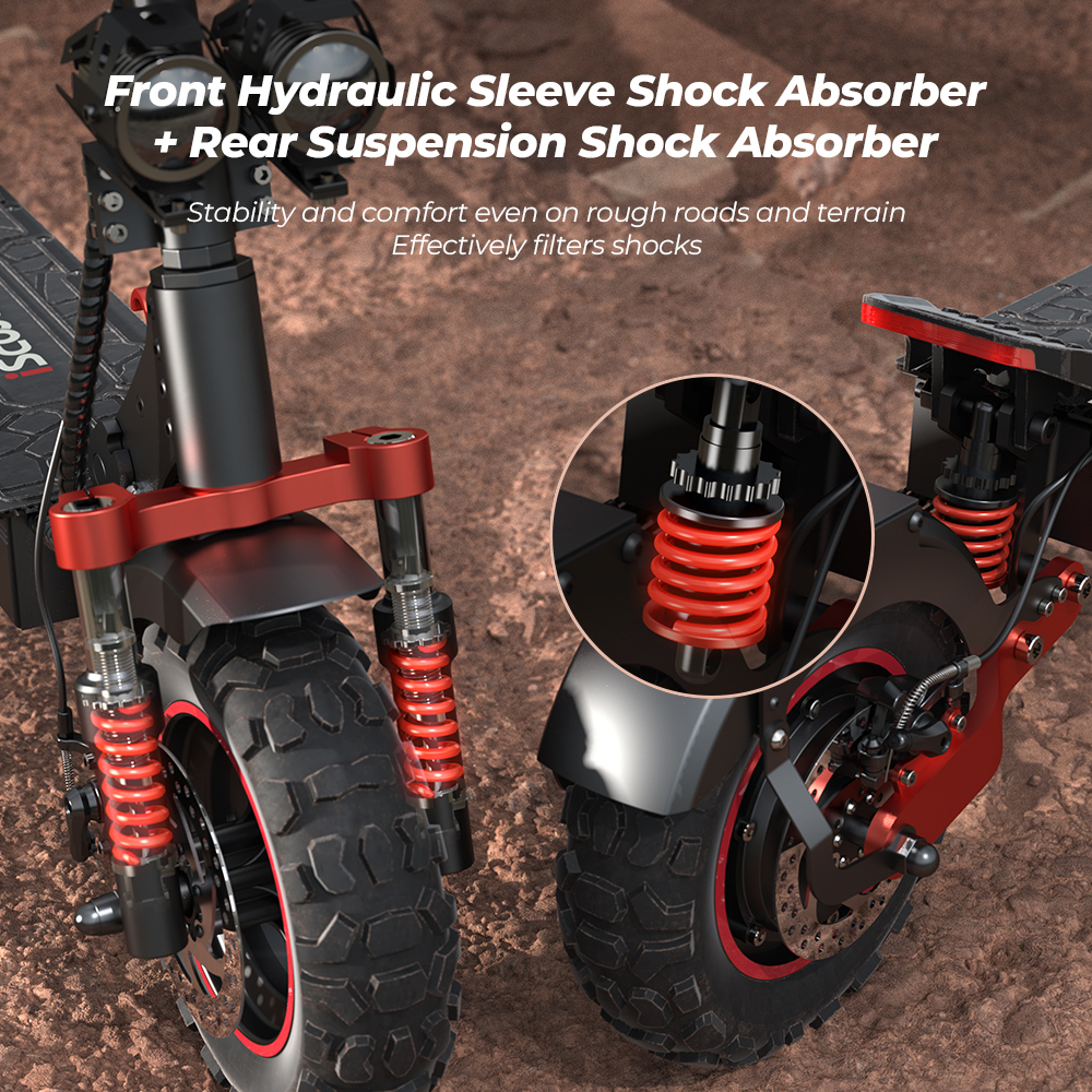 iScooter iX5S Electric Scooter, 28/38 MPH Speed E Scooter 40/43/50 Miles Long Range 10/11/12" Offroad Pneumatic Tire Scooter for Adults Double Br