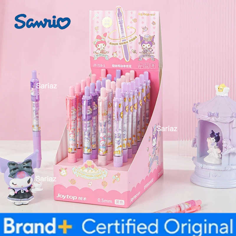Sanrio 28pcs/lot Kuromi Melody Press Gel Pen Cute 05mm Black Ink Neutral Pens Office School Supplies H251231