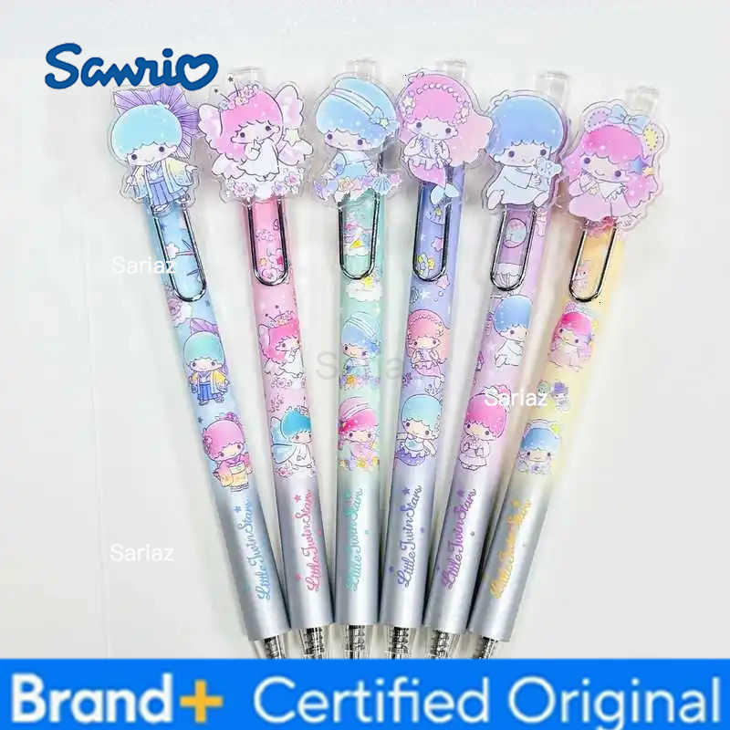 Sanrio 6/24pcs Gemini Press Gel Pen Cartoon 05mm Black Patch Sign Pen Student Couple Stationery Supplies Gift Wholesale H251231