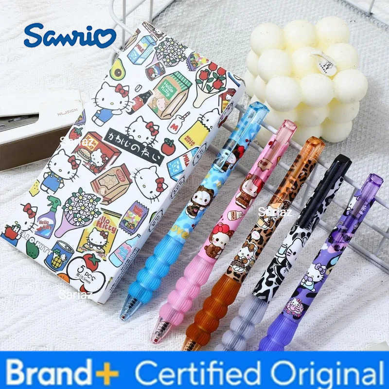 Sanrio 5pcs Hello Kitty Gel Pen Set Ballpoint Pen Cartoon Printing Writing Pen Students Stationery Office Supplies H251231
