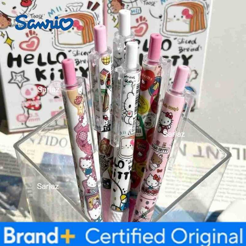 Sanrio 6 Pcs/Set New Hello Kitty Limited Edition High Quality ST Black 05mm Gel Pen Kawaii Stationery School Office Supplies H2512311