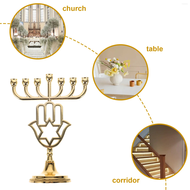 Candle Holders 7-Branch Golden Holder Vintage Candelabrum Decorative Metal Candlestick For Home Church Wedding Party Tabletop Tealight XJ260305
