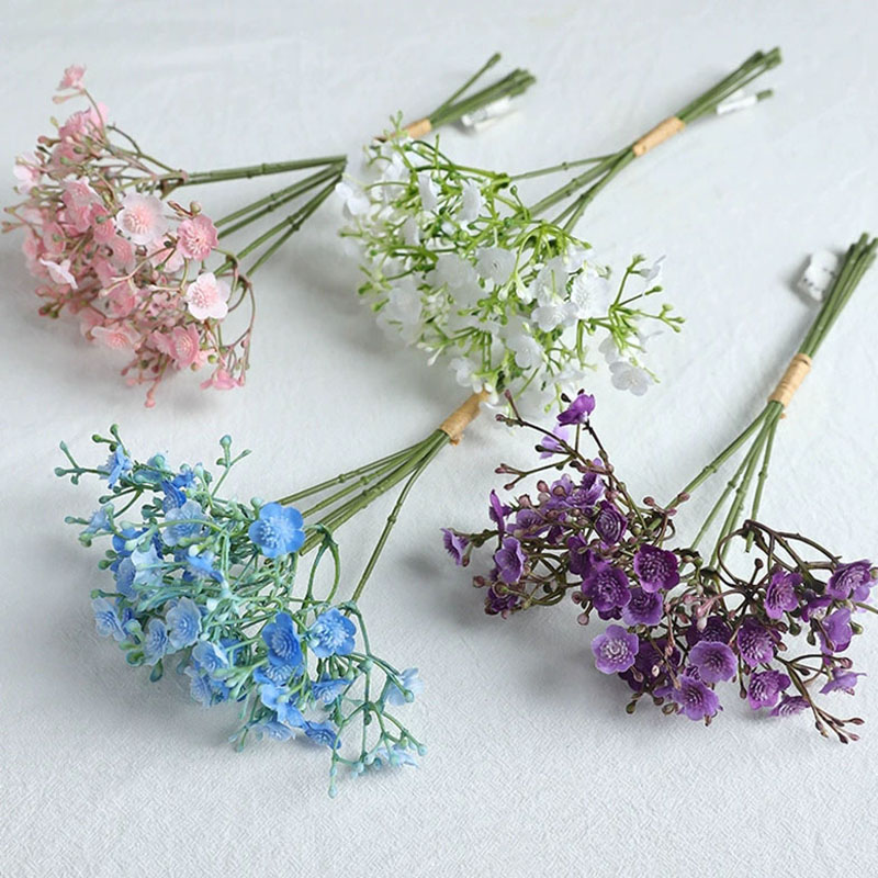 6 Stems Artificial Babysbreath Bundles Fake Flower Wholesale for Wedding Birthday Party Room Decor Indoor Floral Arrangement Table Centerpieces Bridal Bouquet