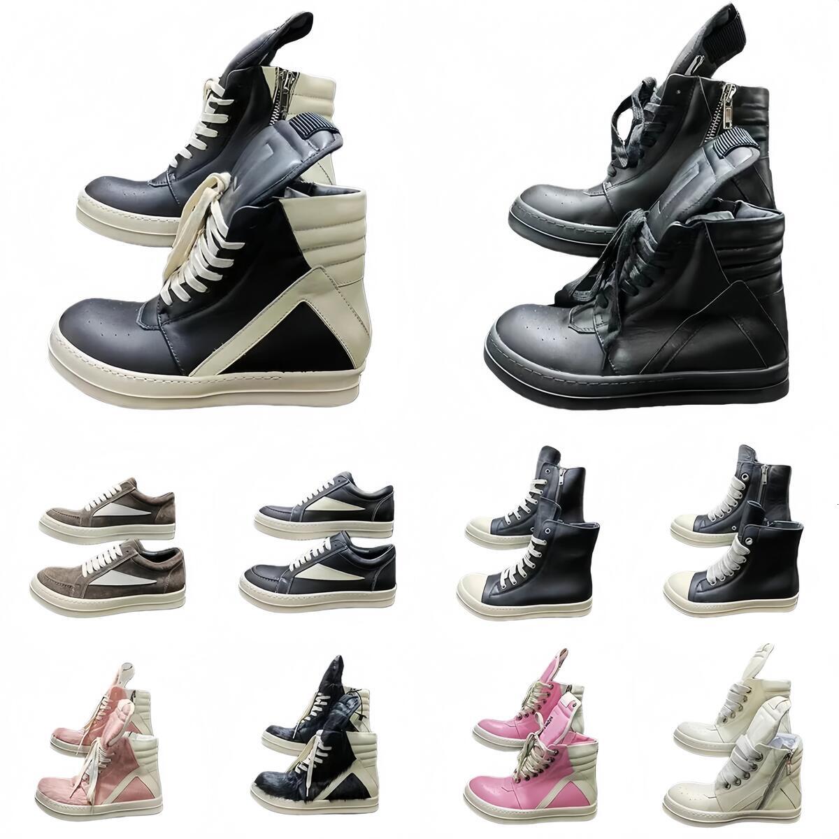 Designer rickies owenss Casual Runaway Retro Low Top Geobasket Genuine Leather Canvas Suede Sneakers Sports Shoes Wear resistant solePioneering and rebellious