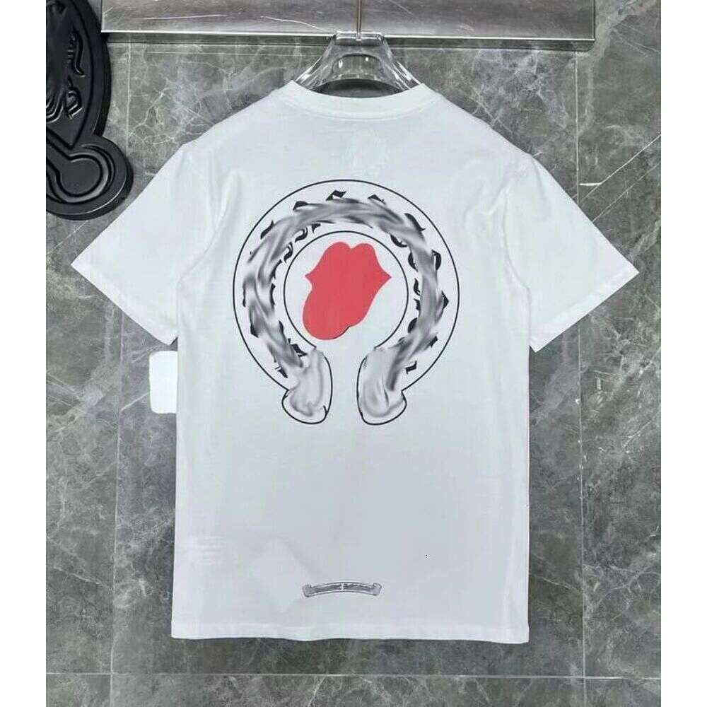 Chromelys Heartslys Shirt Mans Designer Horse Shoe Print Graphic Tee Short Sleeves American Street Style Crome Ch Sanskrit Letters Heavy Cotton Gothic Vintage 9E6