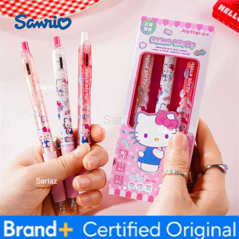 Sanrio Cute Cartoons Hello Kitty Ball-Point Pen Kawaii Press The Gel Pen 05mm ST Pen Tip Black Quick-drying Pen Student Gift H251231