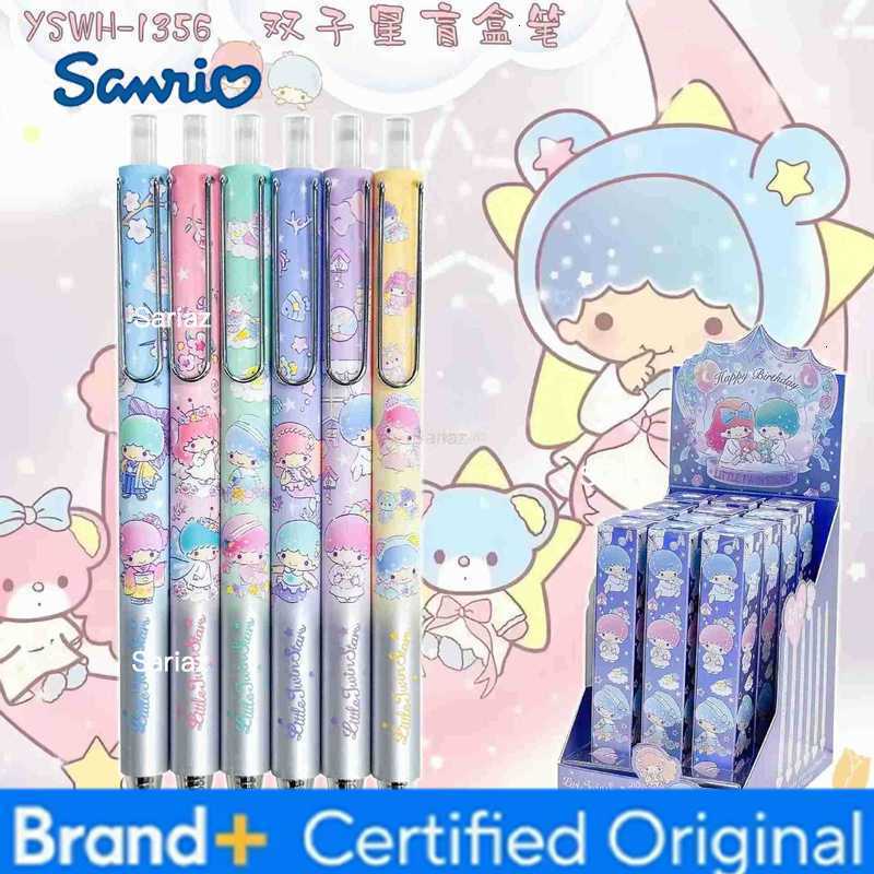 Sanrio 12pcs Kawaii Gemini Press gel Pen Cartoon St Smooth Low Center Of Gravity 05 Signature Pen Couple Stationery Gift Wholesale H251231