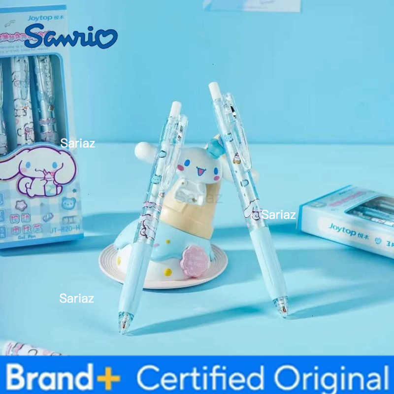 Sanrio 3Pc Genuine 05Mm Black Gel Pen Cartoon Hello Kitty Melody Ballpoint Pens Office Writing Record Pens Girl Stationery Gift H251231