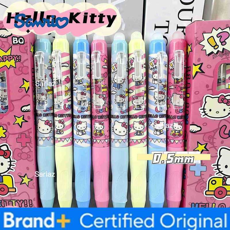 Sanrio Hello Kitty Gel Pen Set 4pcs Erasable 05mm Fine Point Black Ink Cartoon Style Limited Edition Student Office Supplies H251231