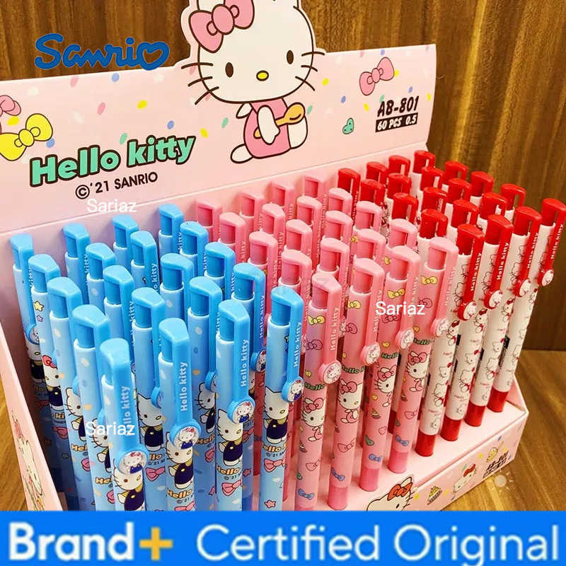 Sanrio 60pcs/lot Kawaii Press Ballpoint Pen Cute Kitty Ball Pens School Office Writing Supplies H251231