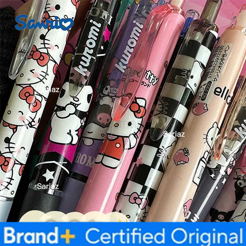 Sanrio 6Pcs/Set Sanriou Kawaii Kuromi Hello Kitty 05mm Gel Pens Set Cute Black Pen Cartoon School Student Stationery Supplies Gift H251231