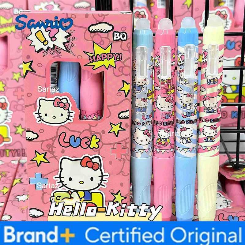 Sanrio Hello Kitty Gel Pen Set 4pcs Erasable 05mm Fine Point Black Ink Cartoon Style Limited Edition Student Office Supplies H251231