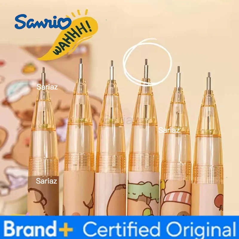 Sanrio 6Pcs/Set Cute Mechanical Pencils 05mm 2B Capybara Cartoon Auto Pencil with Eraser for Kids Students School Writing Supplies H251231
