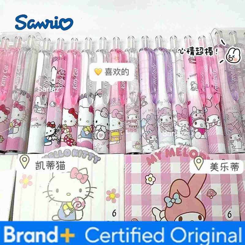 Sanrio 6 Pcs/Set Hello Kitty Melody Limited Edition High Quality Gel Pen Cartoon Series Black 05mm Student/Office Daily Stationery H251231