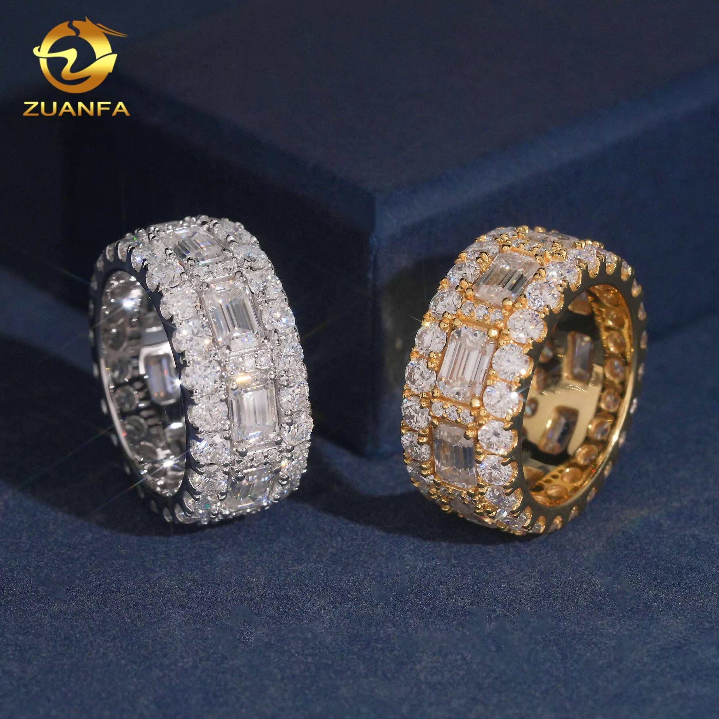 Ready Shipping Moissanite Hip Hop Jewelry 925 Sterling Silver Men Diamond Ring Pass Diamond Tester Iced Out Rapper Ring