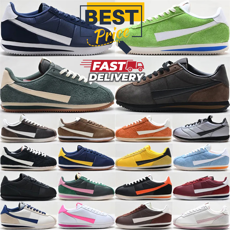 Free Shipping Cortezs Trainers Men Women Running Shoes Nylon Leather Sneaker Picante Red Pink Foam Chlorophyll Psychic Blue Forrest Gump Outdoor Shoes